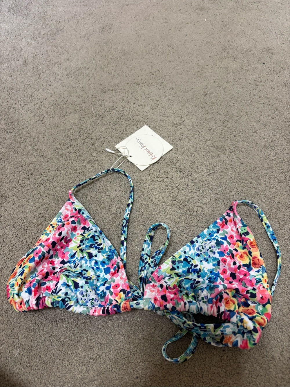 NWT Kulani Kinis Multicolor Floral Triangle Bikini Top